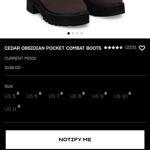 Sold Out Current Mood Cedar Obsidian Pocket Combat Boots - Picture 7 of 7